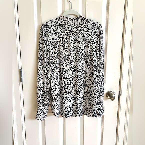 LOFT Black and White Leopard Print Blouse - Picture 2 of 6
